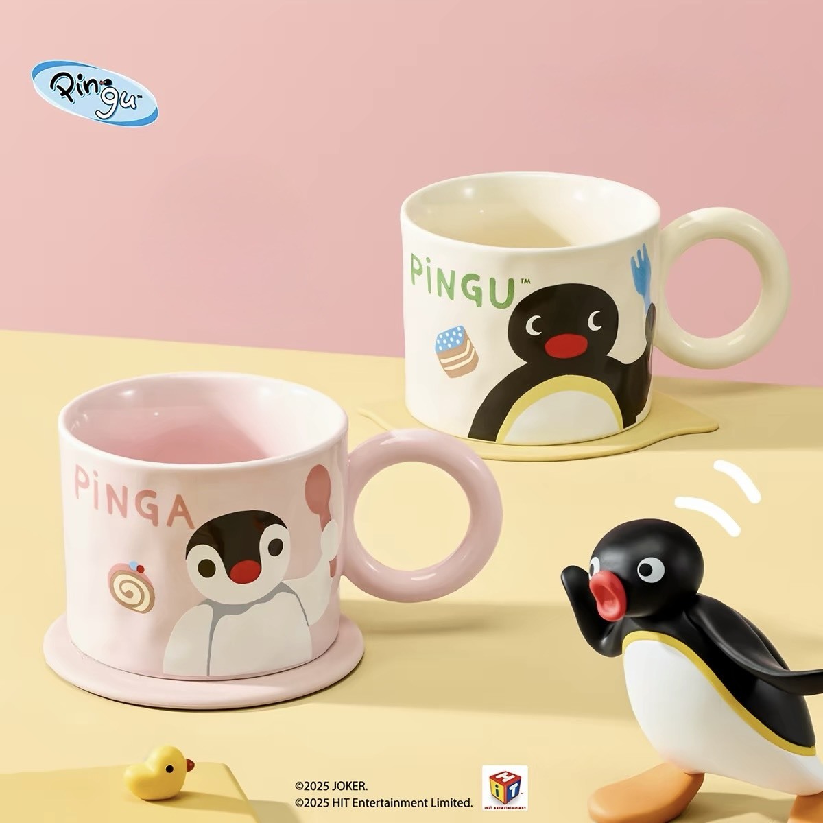 正版授權 PINGU 企鵝家族 陶瓷 大耳馬克杯 360ML