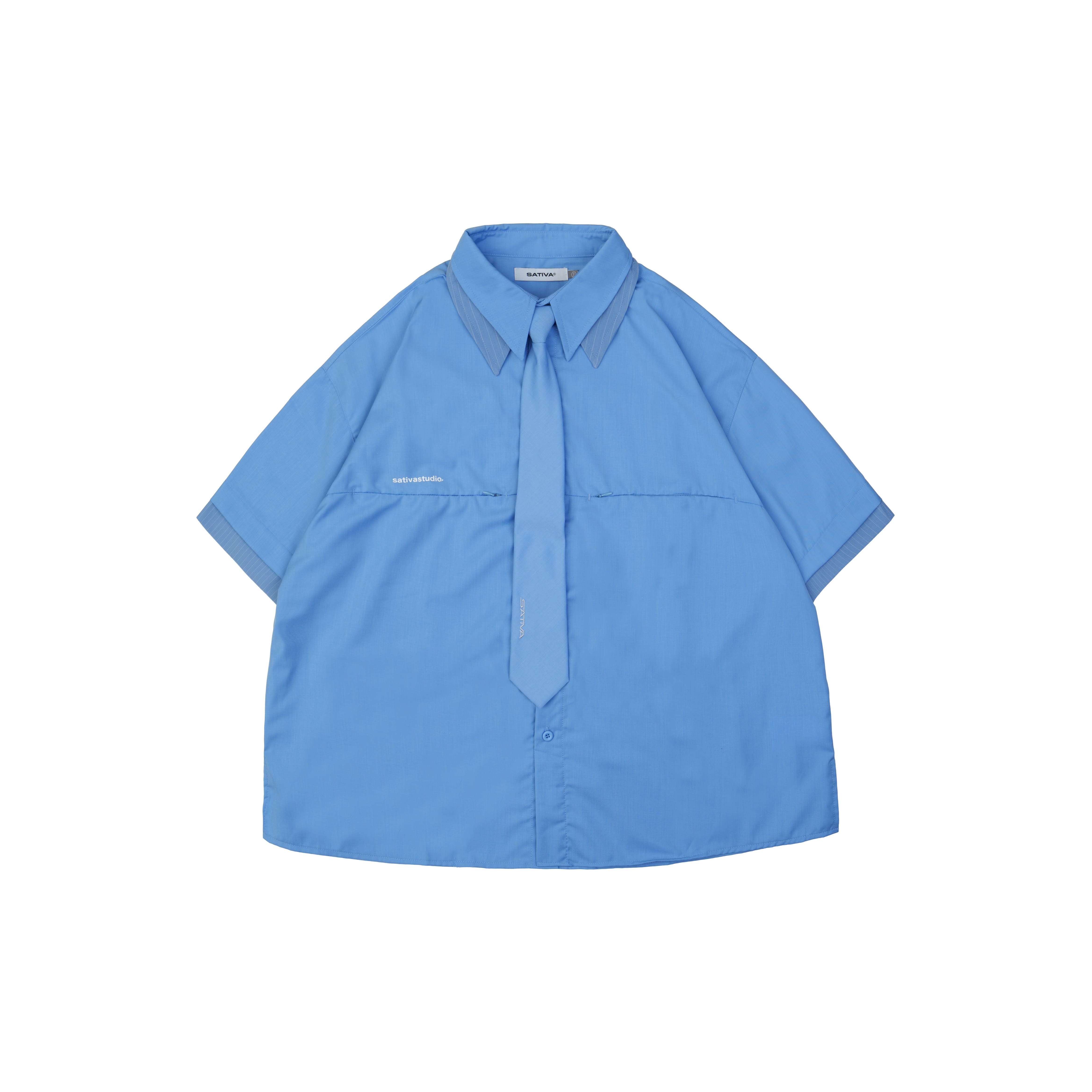 SATIVA 2026 S/S TS-03 “Deconstruct” Shirt 雙領 拼接 襯衫 2色