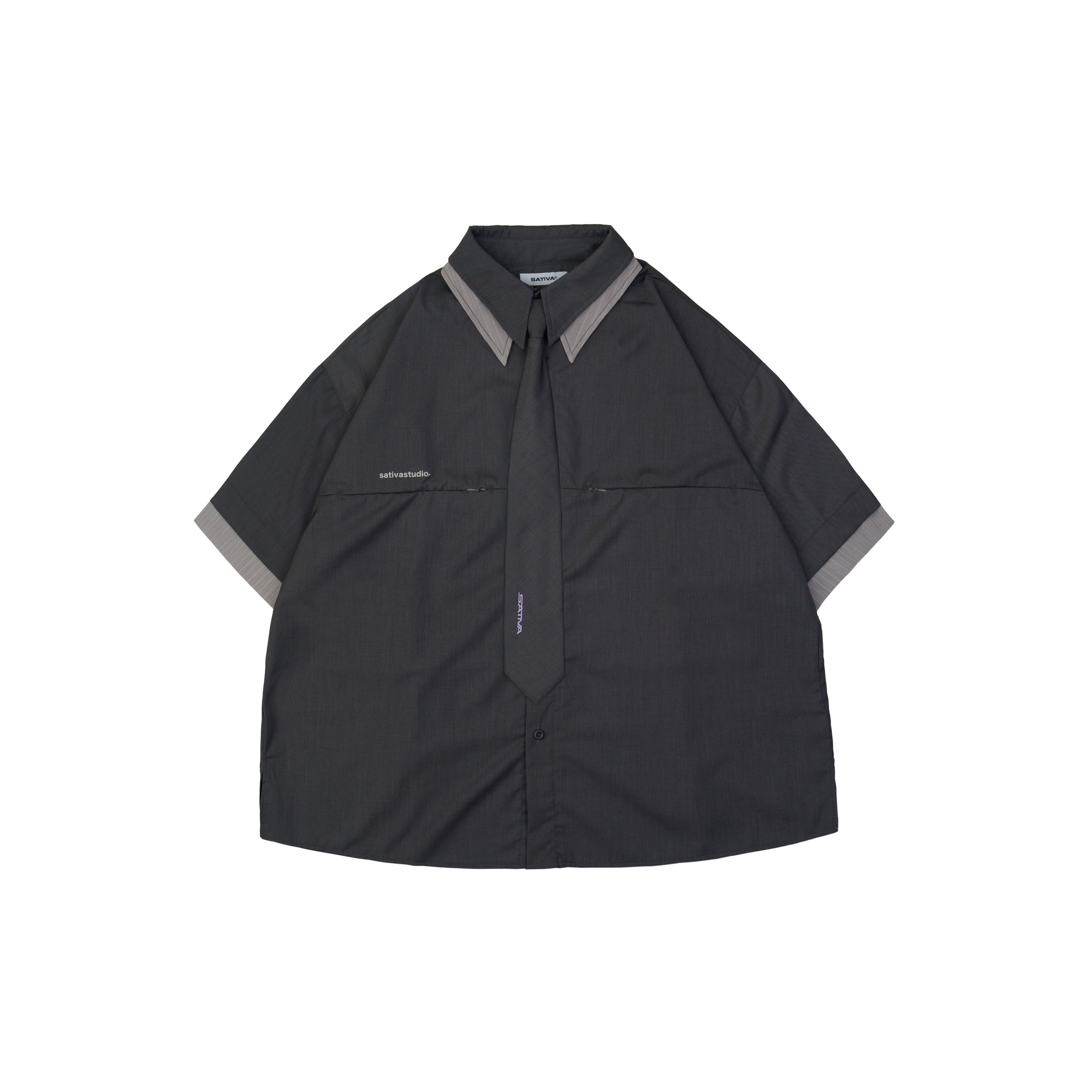 SATIVA 2026 S/S TS-03 “Deconstruct” Shirt 雙領 拼接 襯衫 2色