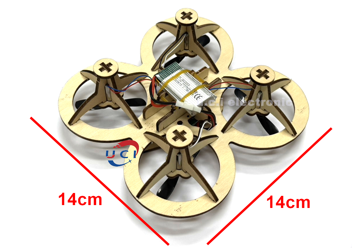 【UCI電子】(中上) DIY材料包 木質拼裝DIY無人機 模型飛機套件 四軸飛行器 四旋翼 散件出貨