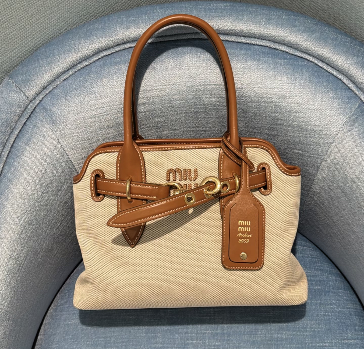 Miu Miu Aventure Canvas and Leather Bag 手袋