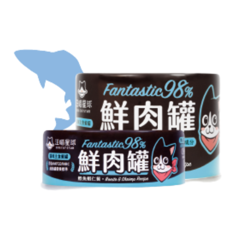 汪喵星球 - FANTASTIC 98% 鮮肉無膠主食罐 (鰹魚蝦仁) 80g / 165g [貓用]
