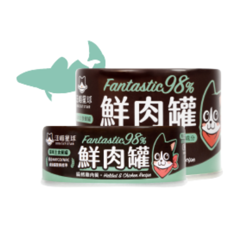 汪喵星球 - FANTASTIC 98% 鮮肉無膠主食罐 (扁鱈雞肉) 80g / 165g [貓用]