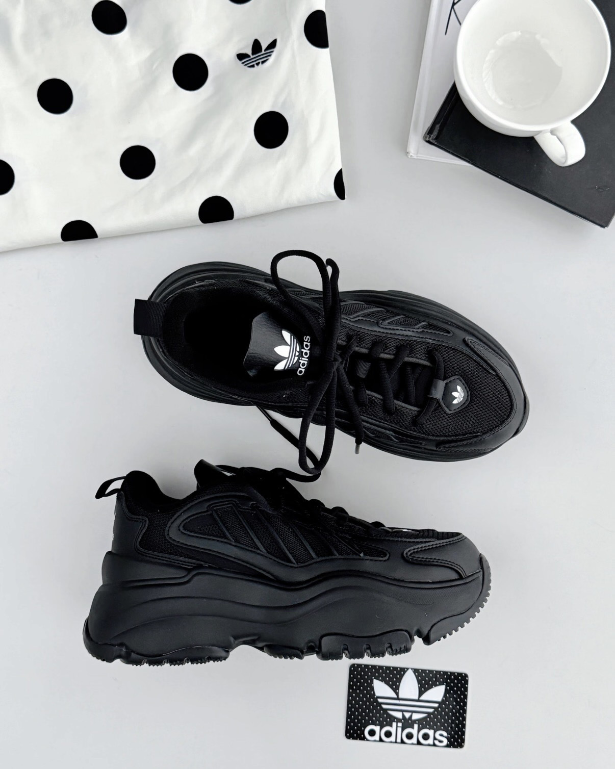 ADIDAS ORIGINALS OZGAIA 全黑 黑武士 厚底 增高4公分 女鞋 JQ4110 / 預購