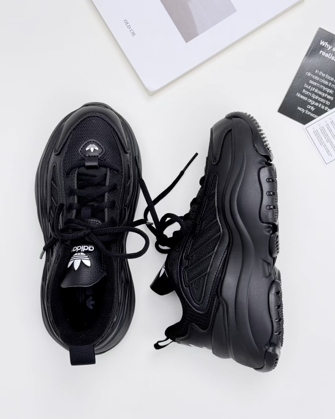 ADIDAS ORIGINALS OZGAIA 全黑 黑武士 厚底 增高4公分 女鞋 JQ4110 / 預購