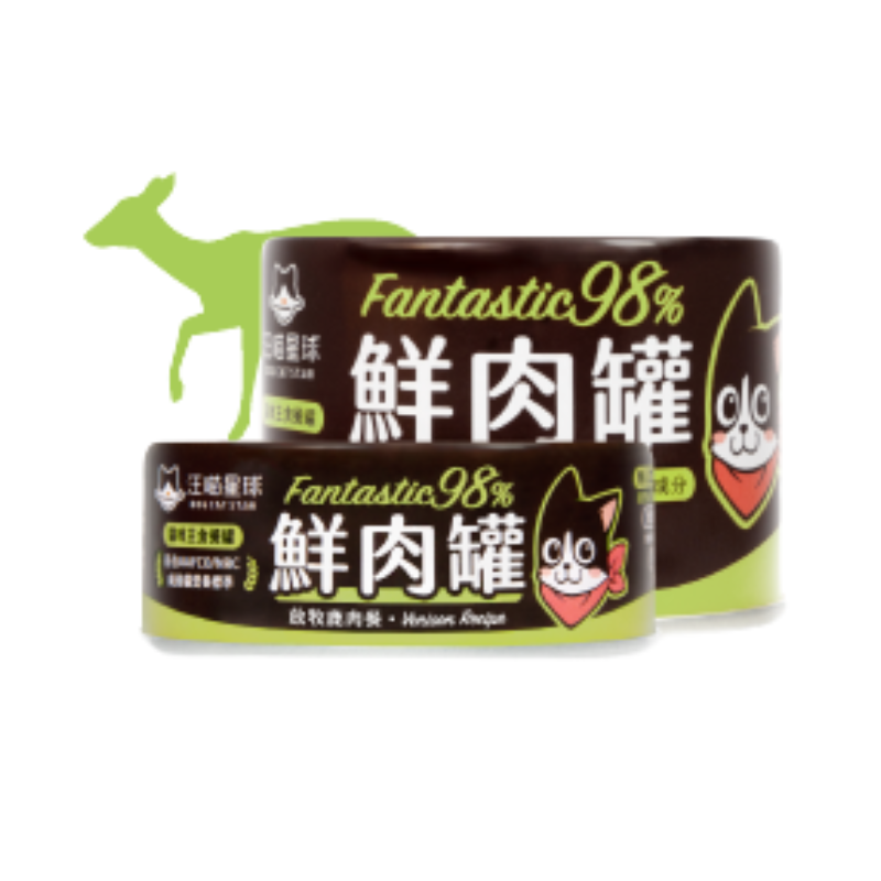 汪喵星球 - FANTASTIC 98% 鮮肉無膠主食罐 (放牧鹿) 80g / 165g [貓用]