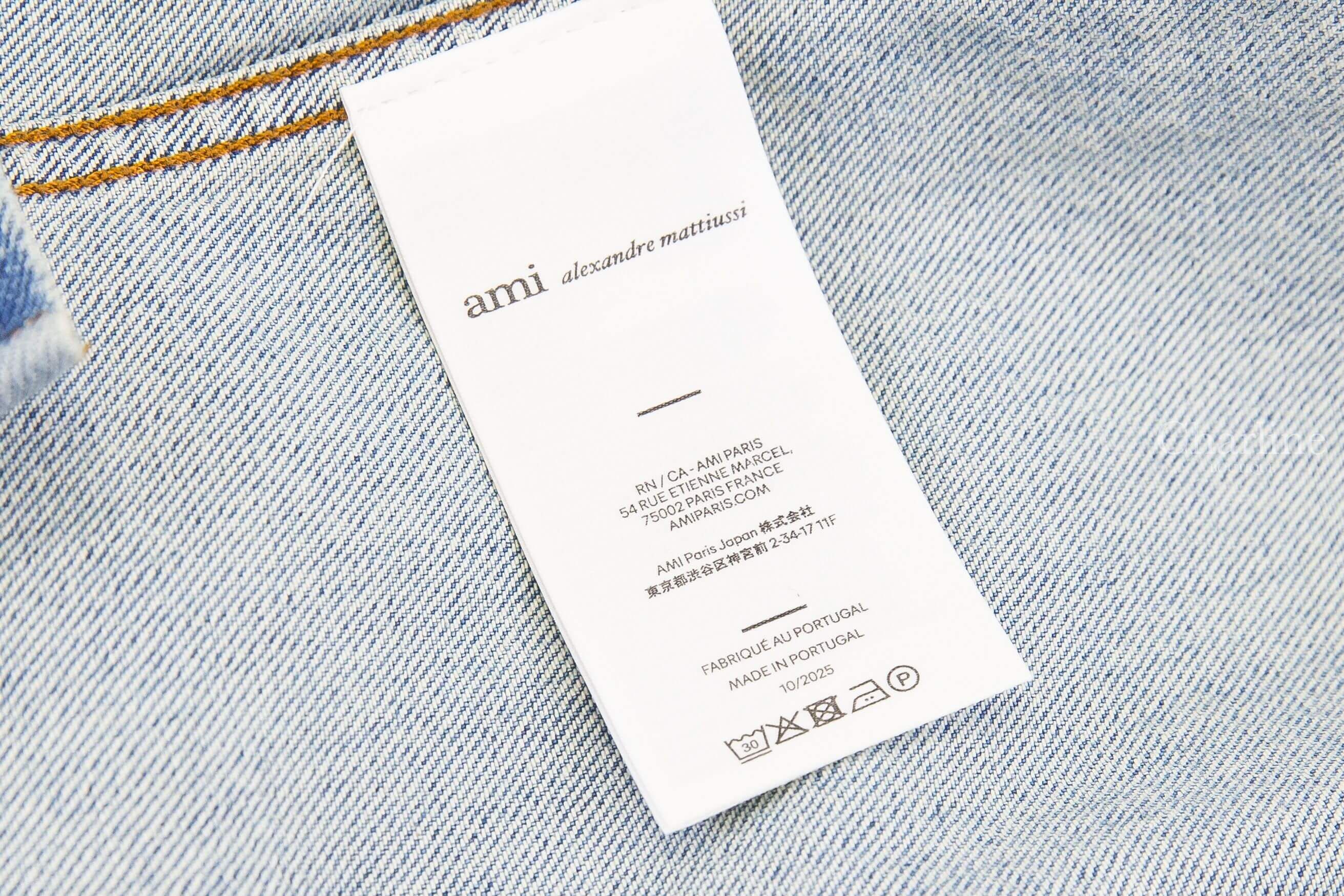 Ami Paris Blue Denim Shirt With Ami De Coeur 復古藍咖啡色刺繡小愛心丹寧棉質牛仔長袖襯衫-Charline Boutique 精品代購