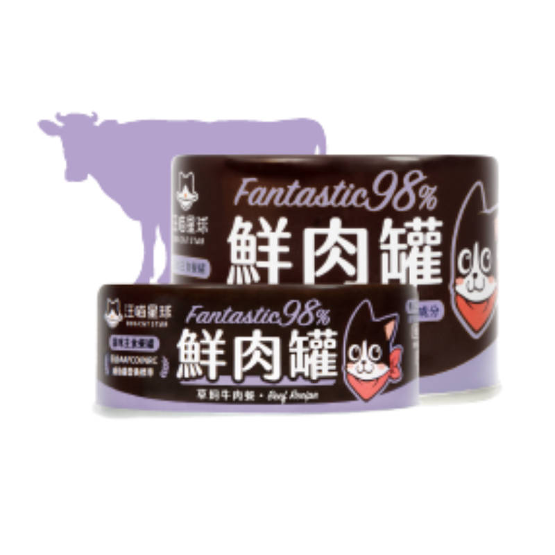 汪喵星球 - FANTASTIC 98% 鮮肉無膠主食罐 (草飼牛肉) 80g /165g [貓用]