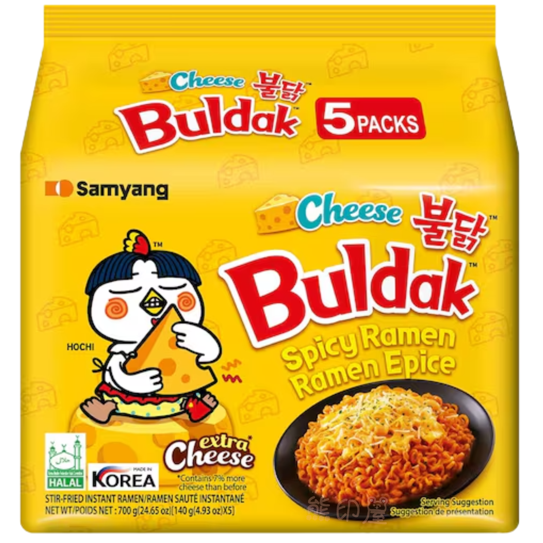 韓國三養香辣芝士雞肉味撈麵  即食麵 140GX5 (黃)
