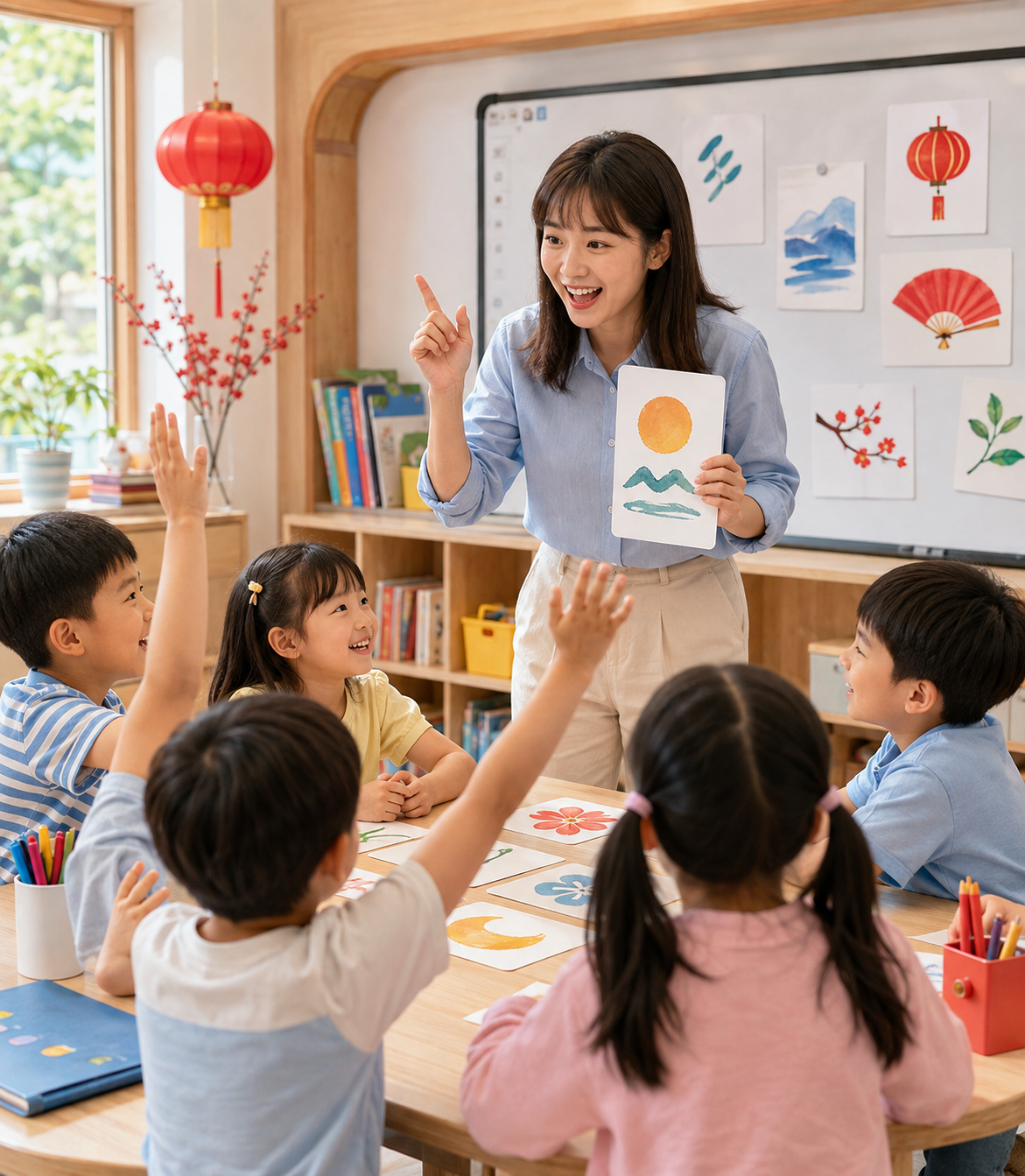老師陪伴孩子學習經典