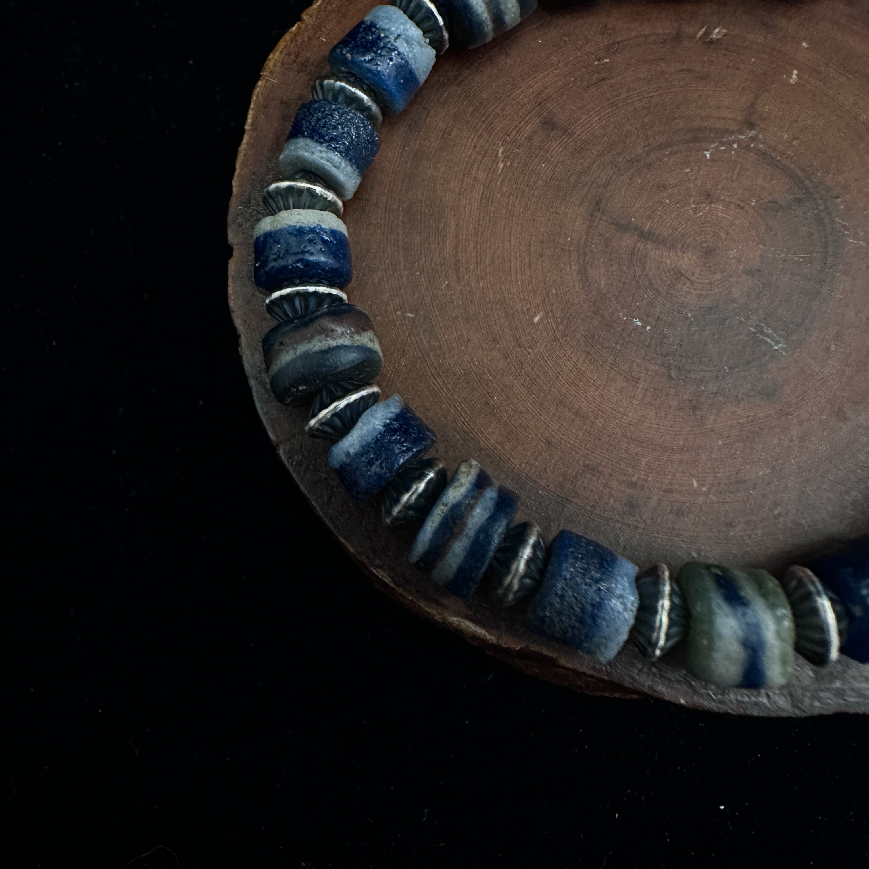 *純銀老勾琉璃珠手鍊