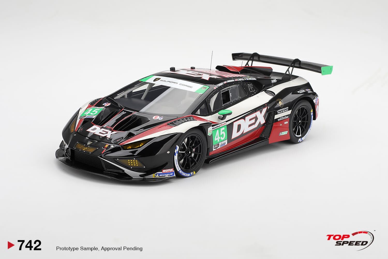 預訂 (訂金$300) (預訂價$1511) :1/18 TOPSPEED Lamborghini Huracan GT3 EVO2 #45 DEX Wayne Taylor Racing 2026 IMSA Daytona 24 Hrs (TS0742)
