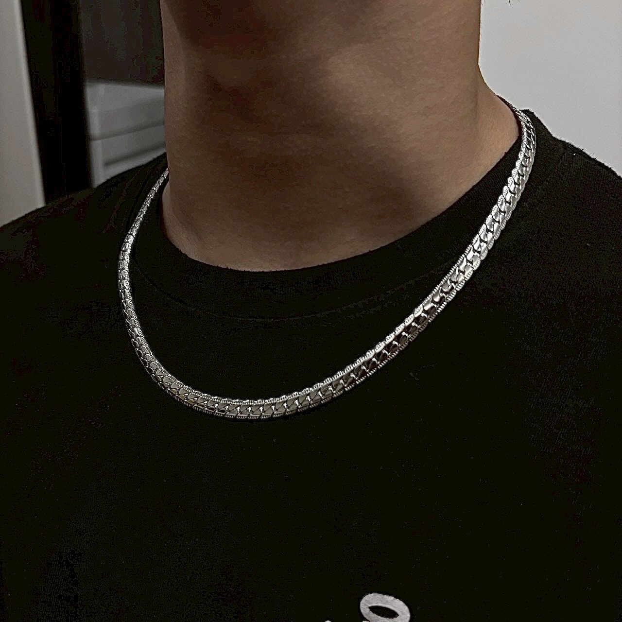 『RB』蛇骨壓花工藝鈦鋼項鍊