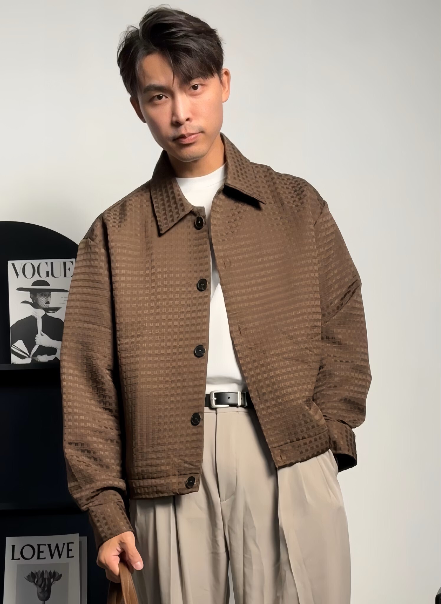精品級編織翻領襯衫