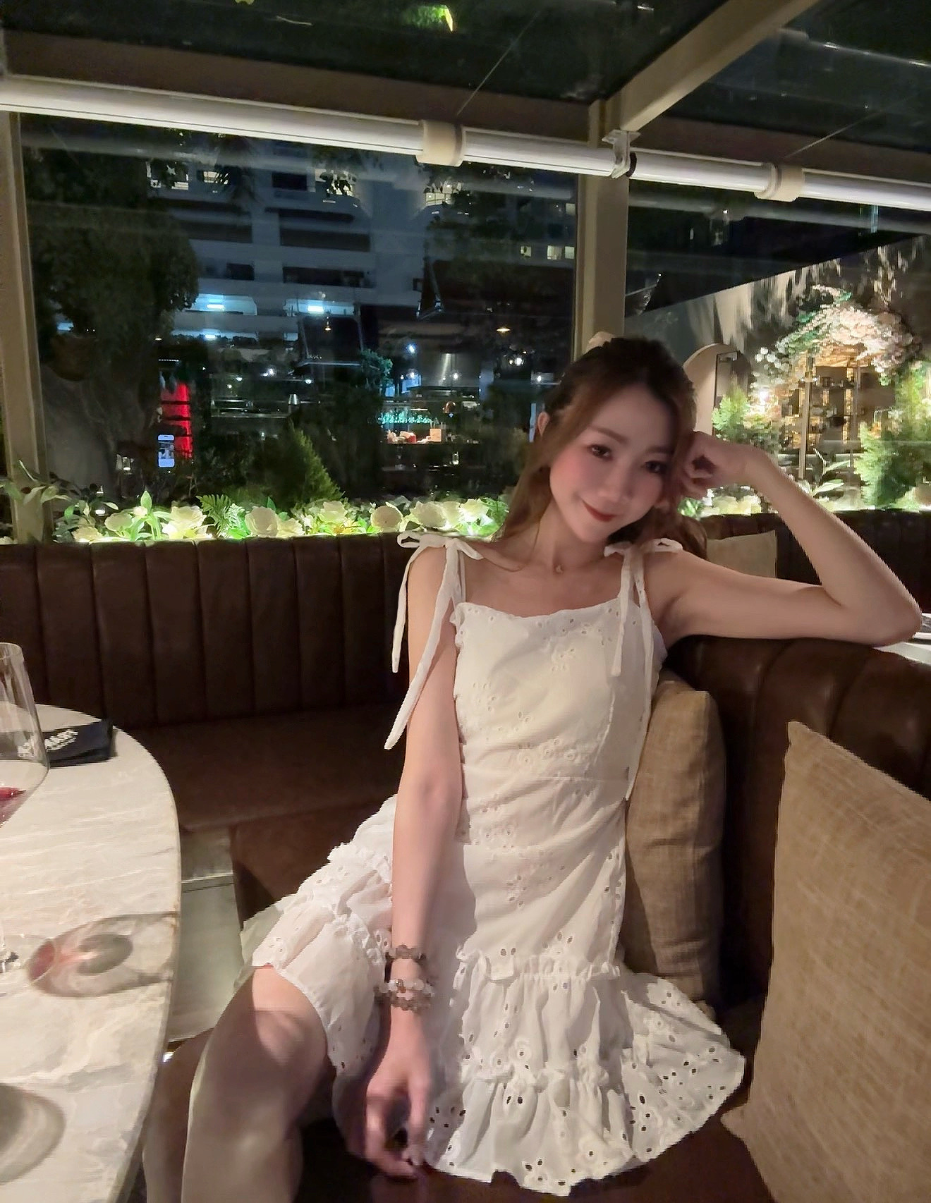 MADE IN THAILAND🇳🇱 THE WHITE FLORAL CROCHET BABYDOLL DRESS 260814