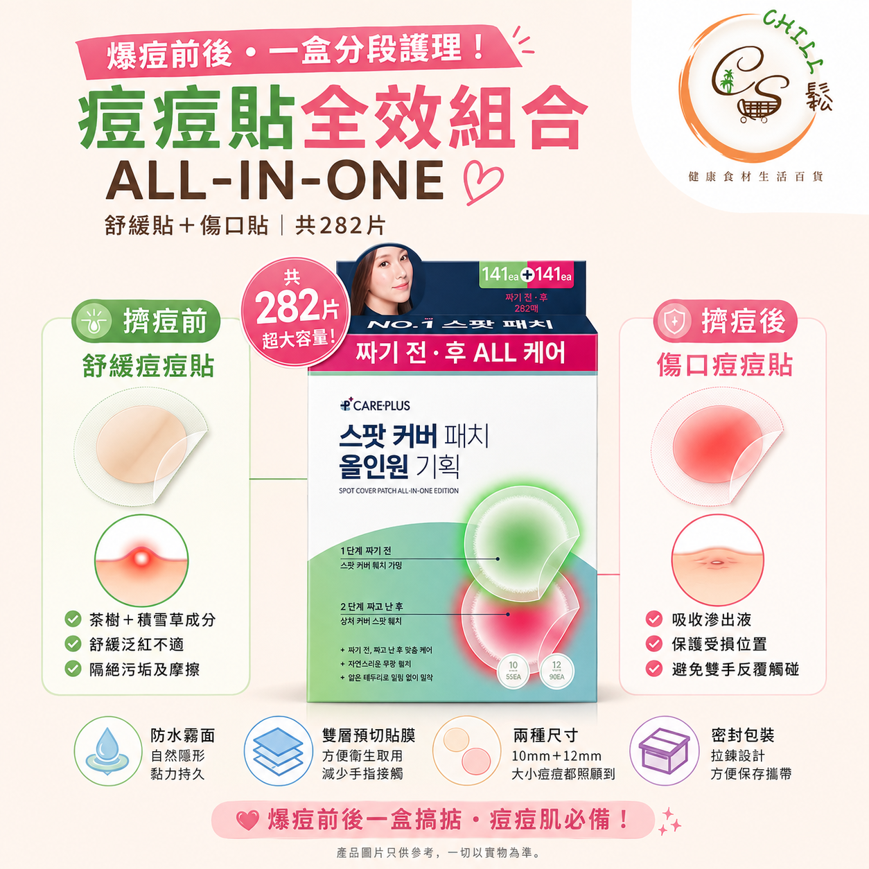 韓國熱賣Care Plus All-In-One痘痘暗瘡貼 141+141貼