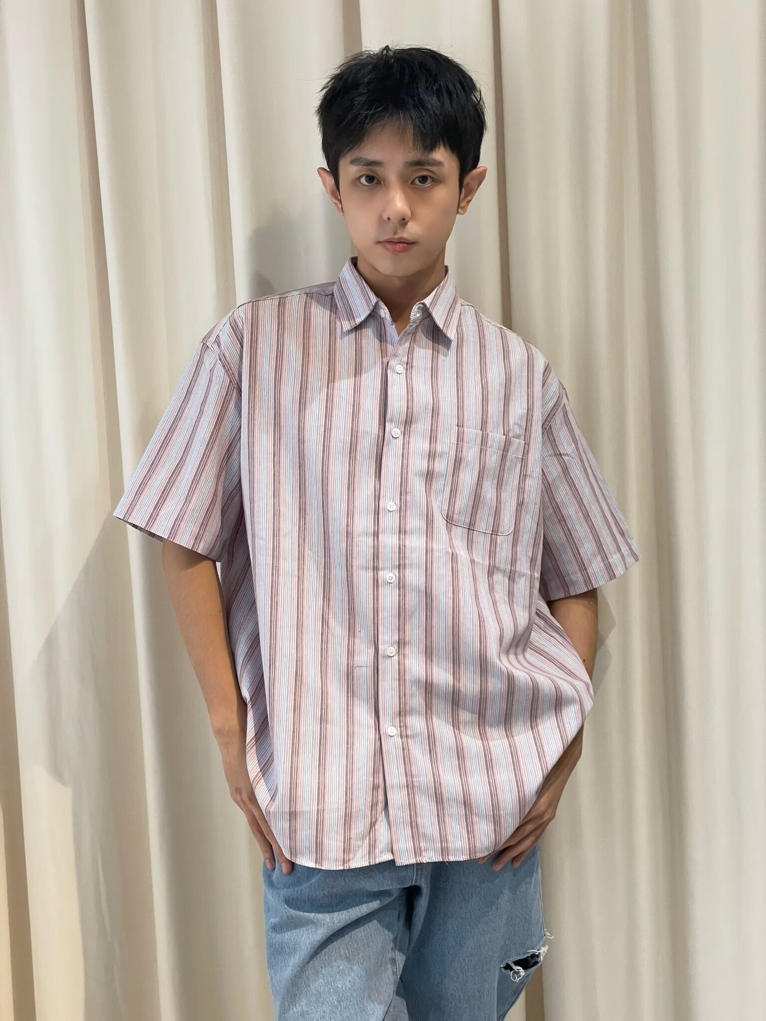 糖果色條紋襯衫