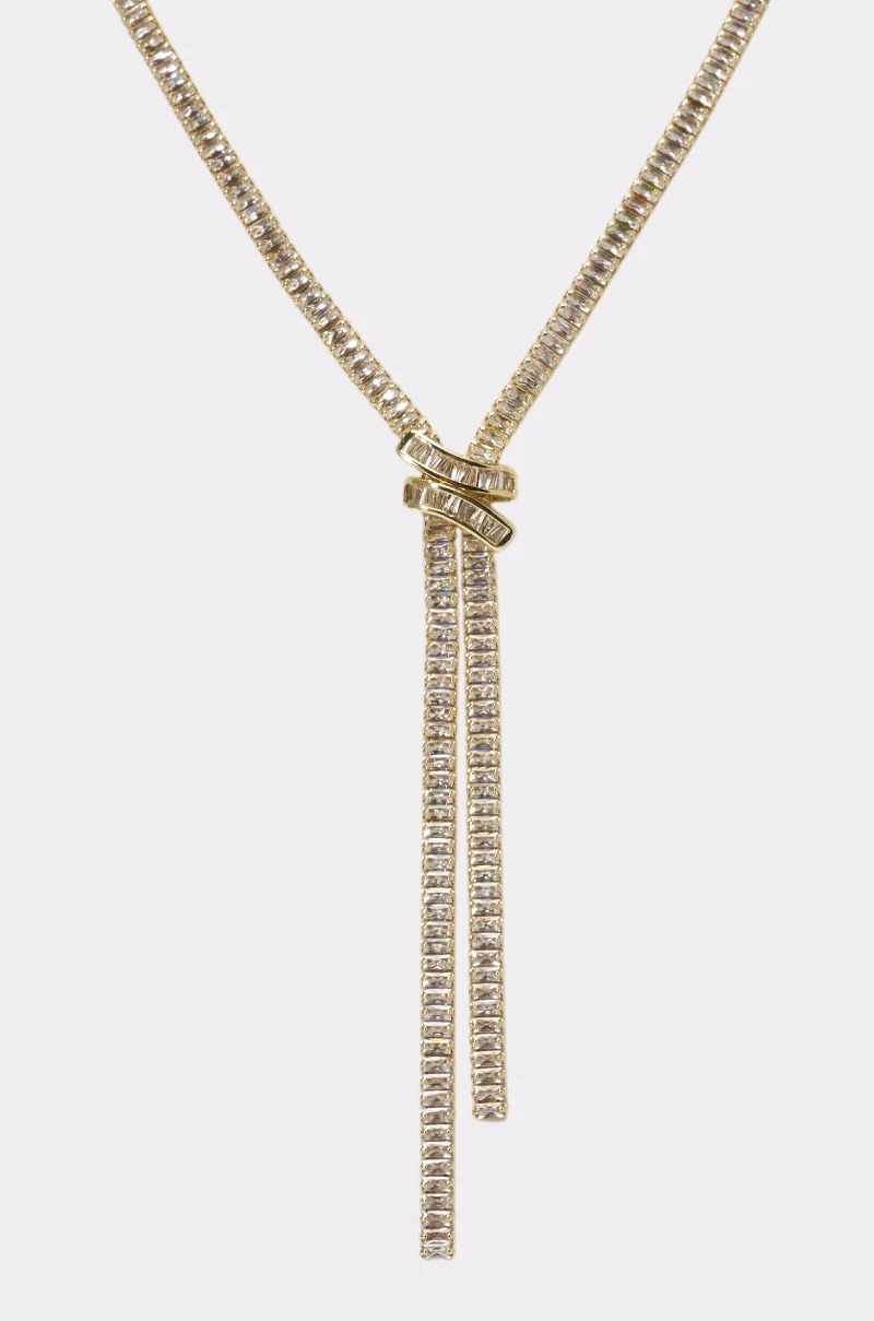 Lux Gold金色水鑽綁結飾項鍊