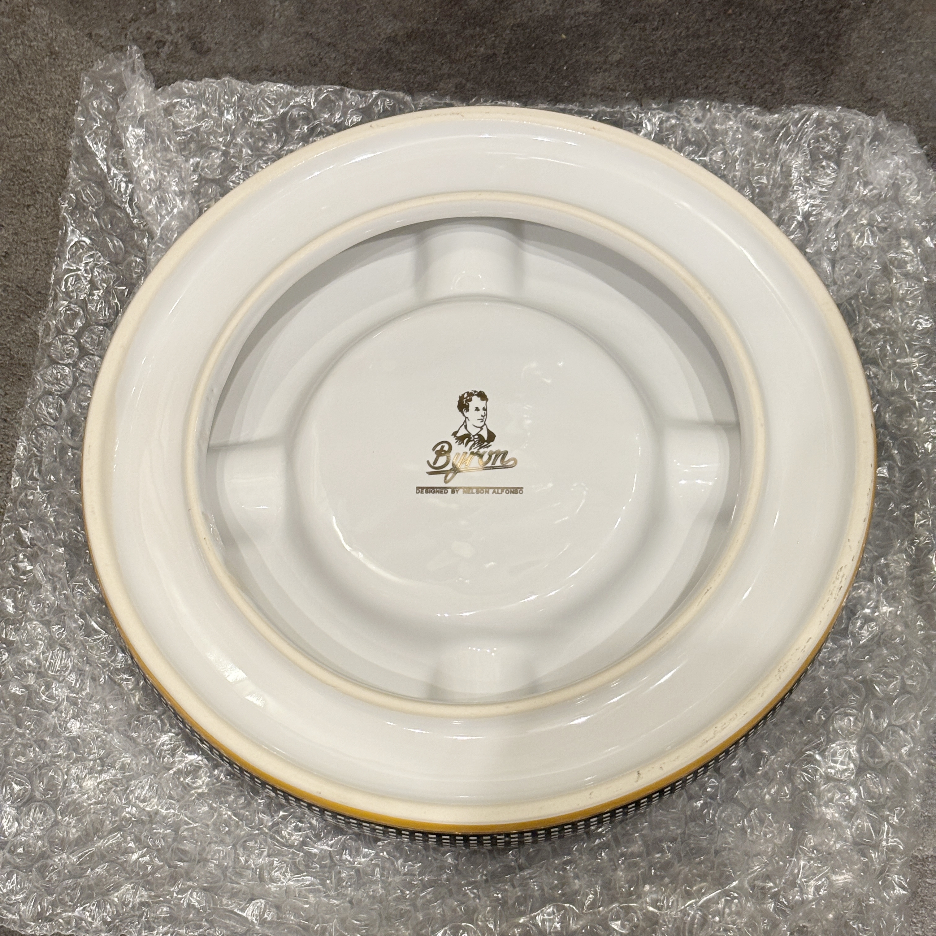 【雪茄專用】骨瓷四槽 大孔徑 雪茄專用煙灰缸 (黑白)  #辦公室專用 #送禮自用
