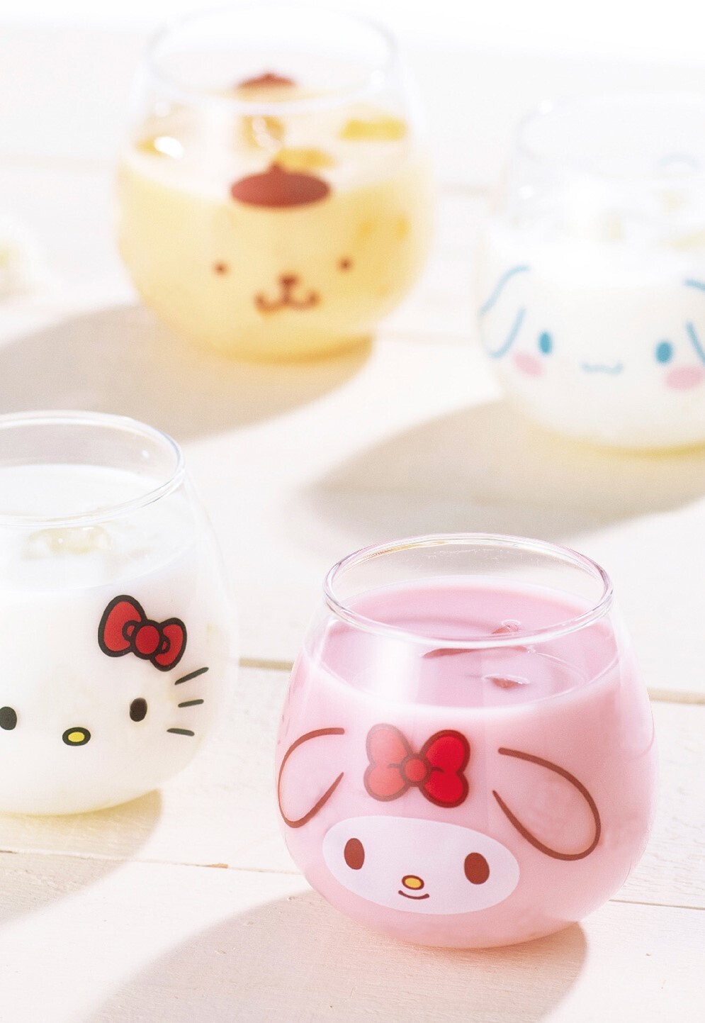 日本製 牛奶玻璃杯 320ml｜大耳狗 Hello Kitty 美樂蒂 布丁狗