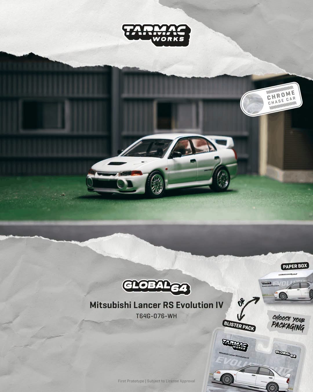預訂PreOrder- Tarmac Works Mitsubishi Lancer RS Evolution IV White