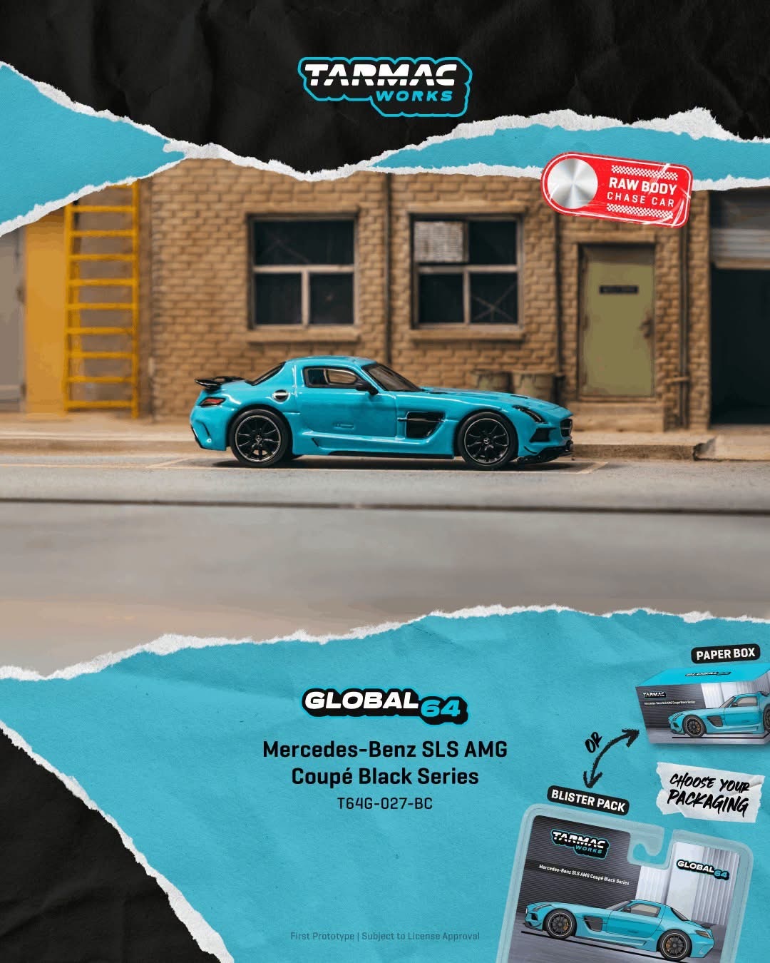 預訂PreOrder- Tarmac Works Mercedes-Benz SLS AMG Coupé Black Series Matte Blue