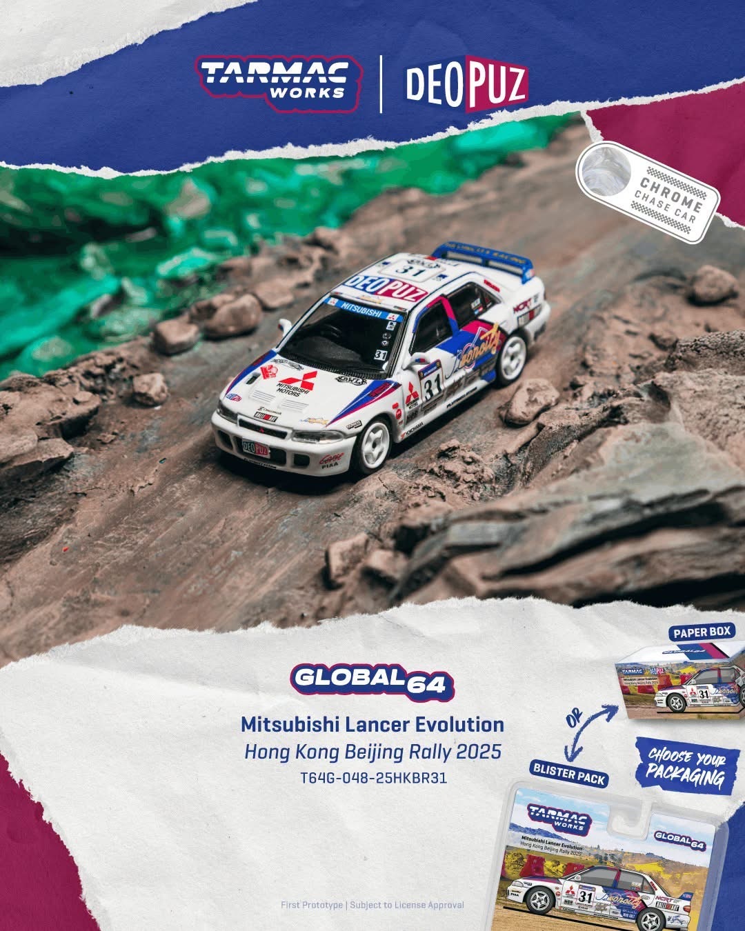 預訂PreOrder- Tarmac Works Mitsubishi Lancer Evolution Hong Kong Beijing Rally 2025