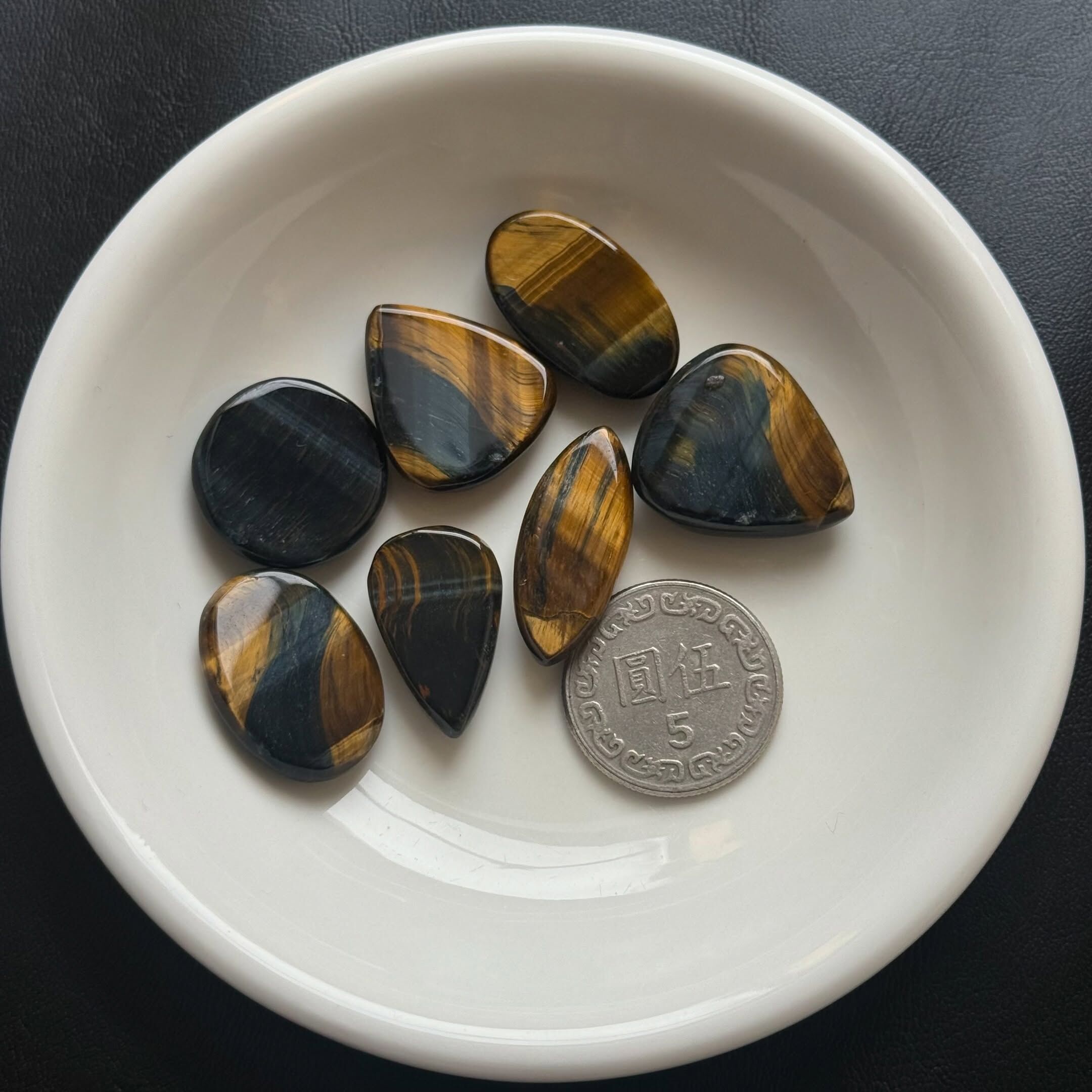 [原石] 藍虎眼石 水晶蛋面 水晶墜面 約 22x16x4mm