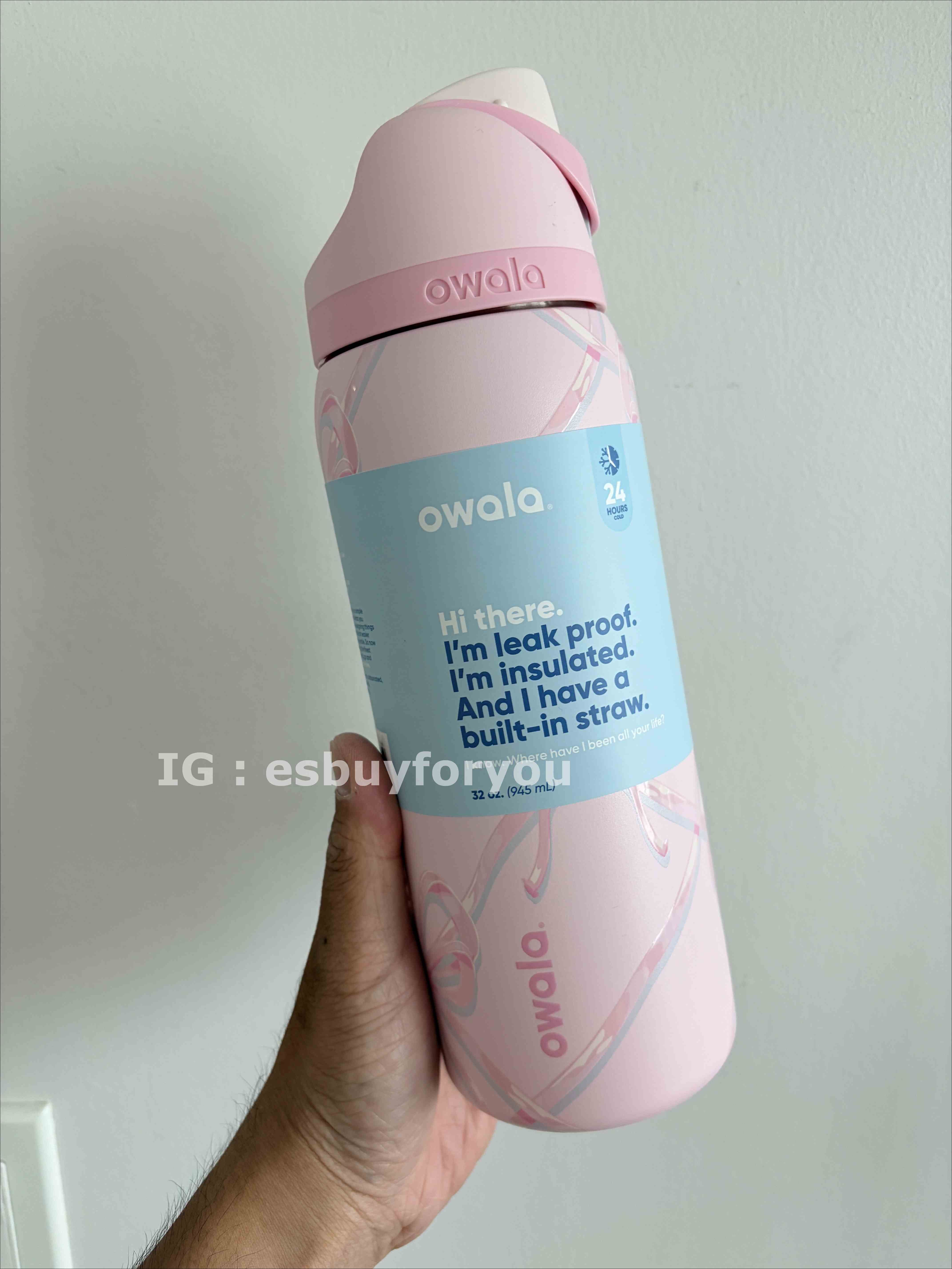 Owala (32oz 945ml) 蝴蝶結滿版 不鏽鋼 FreeSip 水壺 (內有吸管)