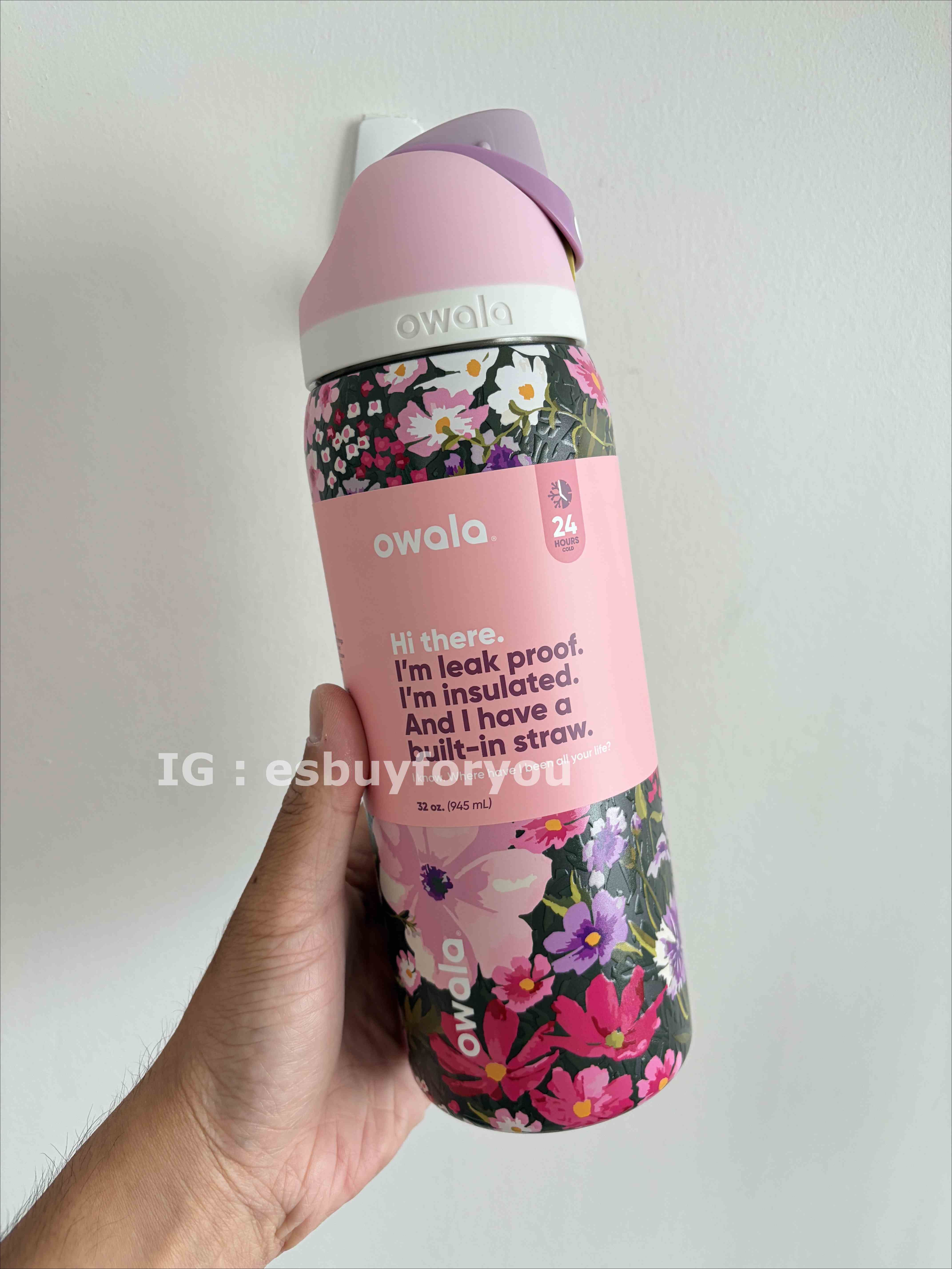 Owala x UO限定款 (32oz 945ml) 滿版花卉 不鏽鋼 FreeSip 水壺 (內有吸管)