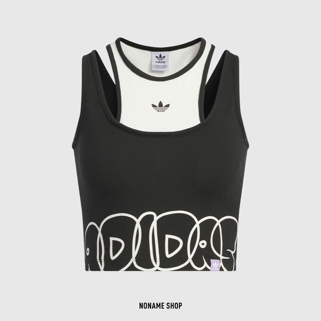 ADIDAS ORIGINALS 假兩件 運動 背心 塗鴉 LOGO 背心 黑白 (女款)
