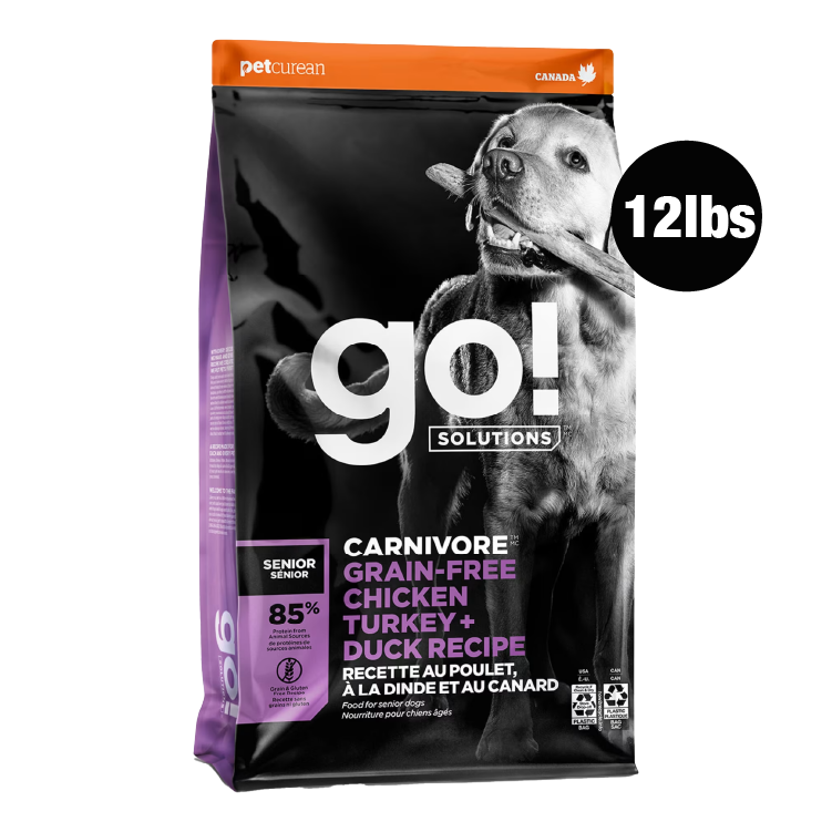 Go! Solutions 活力營養系列－無穀物 雞肉+火雞+鴨肉 老齡犬配方12lbs