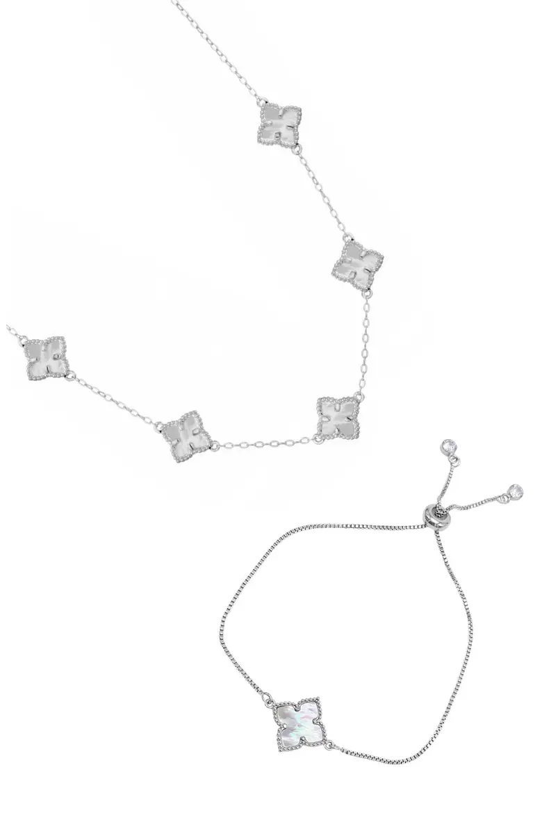 【預購】Adornia H081502 四葉草項鏈及手鏈套裝 (銀色)