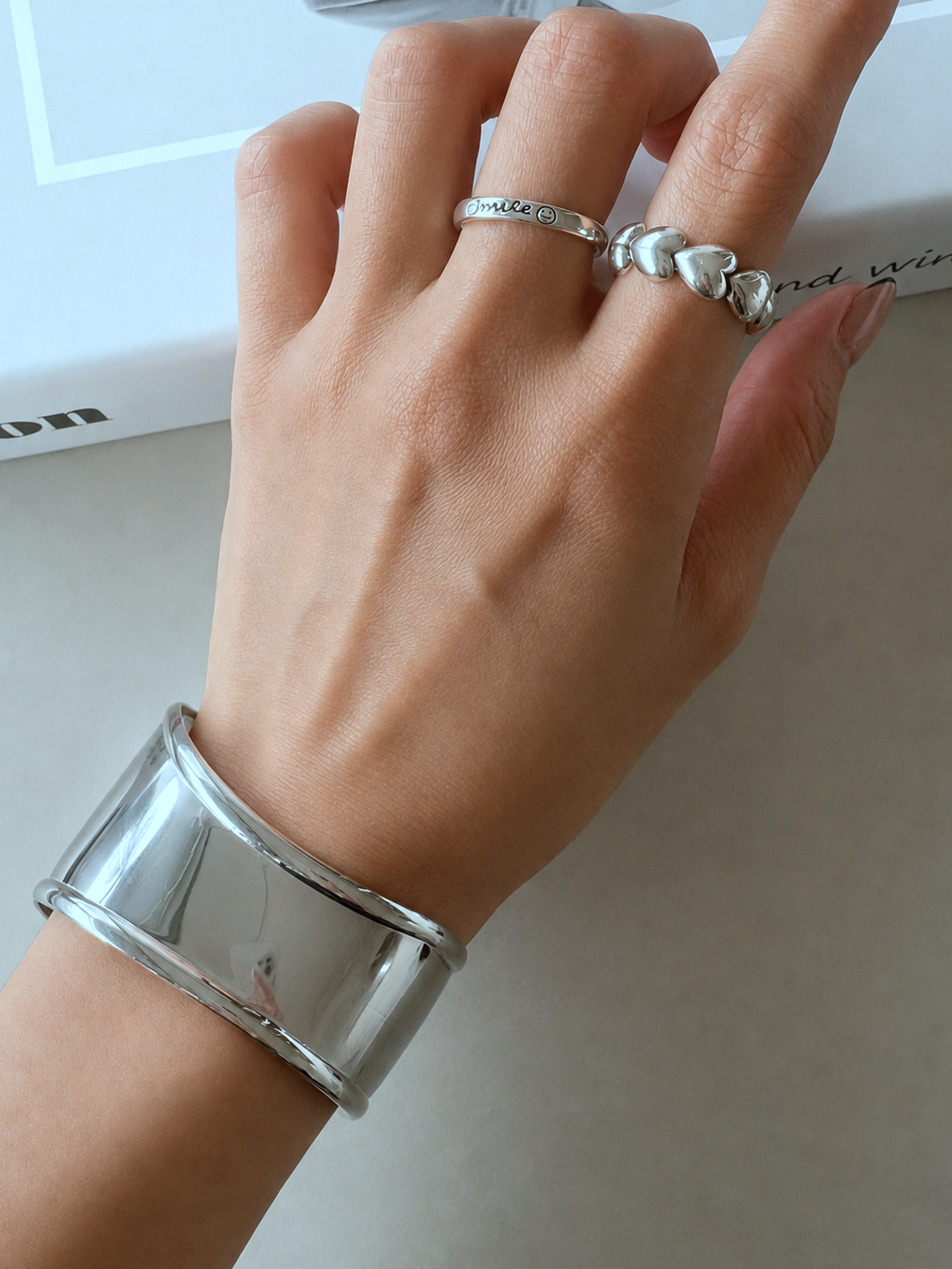 smile letter ring