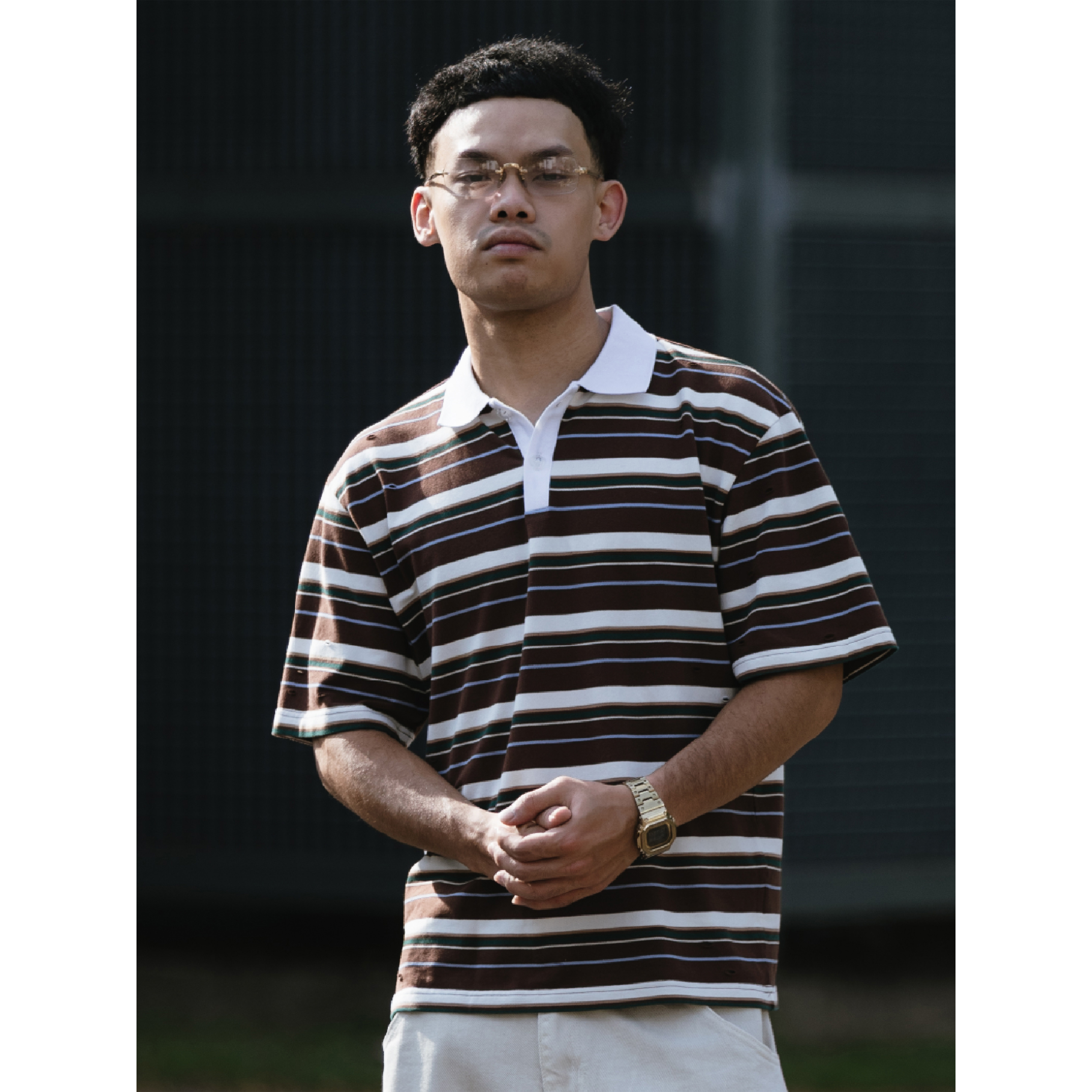 WODEN® Distressed Striped Polo Shirt 做舊 條紋Polo衫
