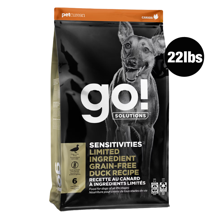 Go! Solutions低敏系列-單⼀肉源 無穀物 鴨肉 狗糧配方 22lbs