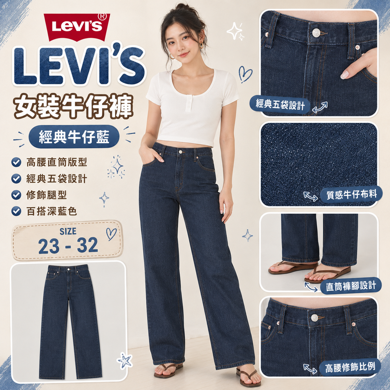 【預購】LEVIS H0815154 Baggy Dad 寬鬆牛仔褲 (藍色)