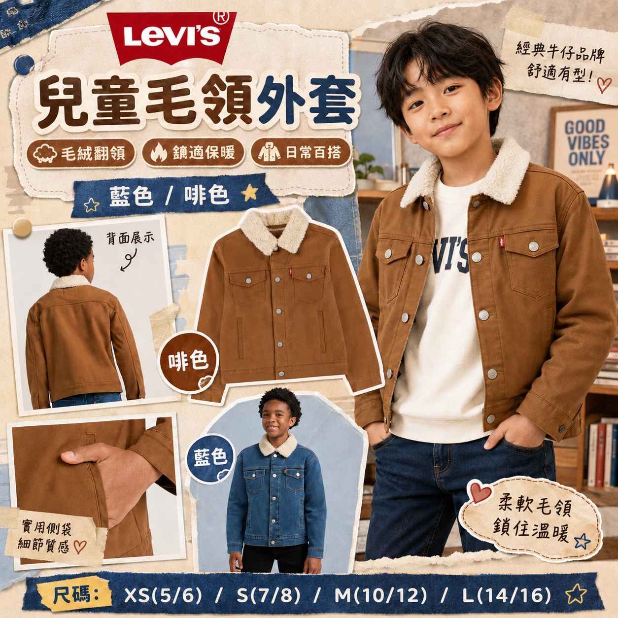 【預購】Levi's H0815108 童裝翻領外套