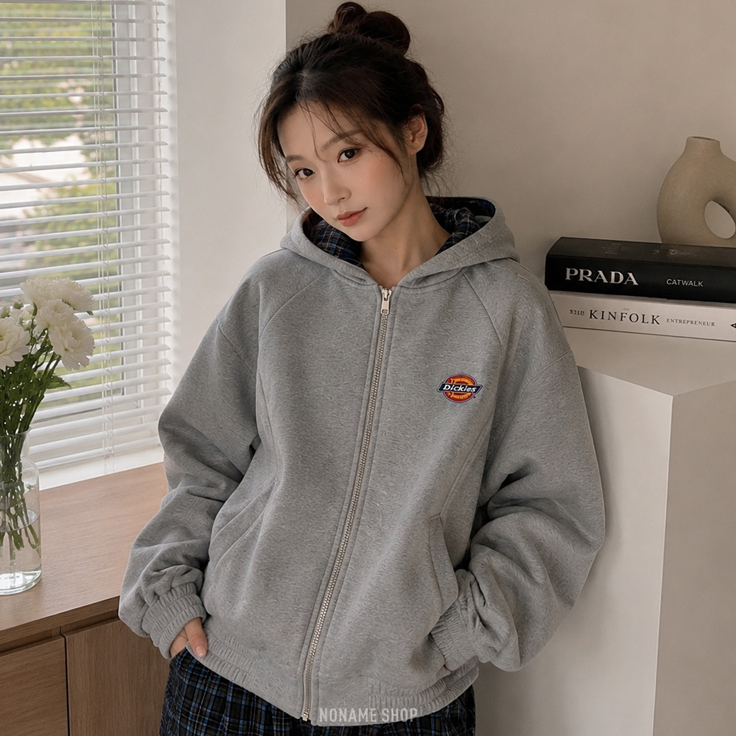 DICKIES 格紋 撞色 美式 風格 拉鍊 連帽 外套 三色 (男/女同款)