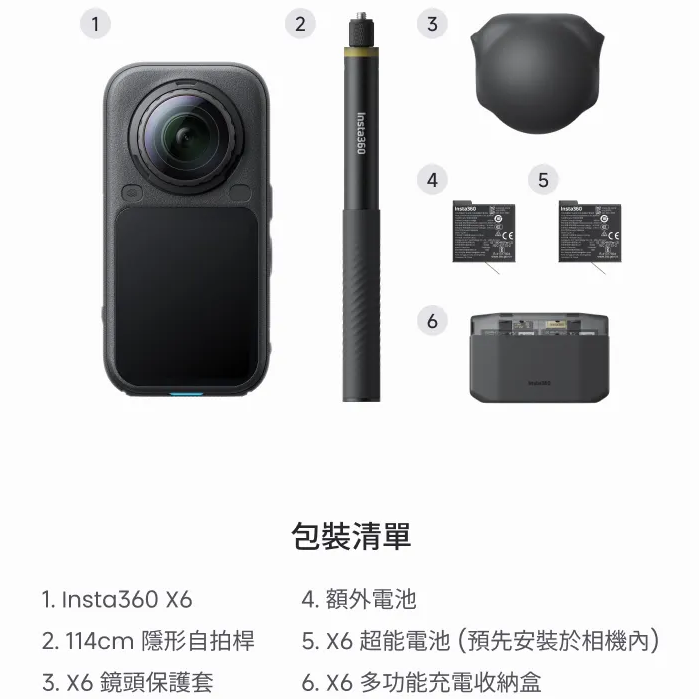 ※Insta360 X6 全景運動相機-萬能套裝版
