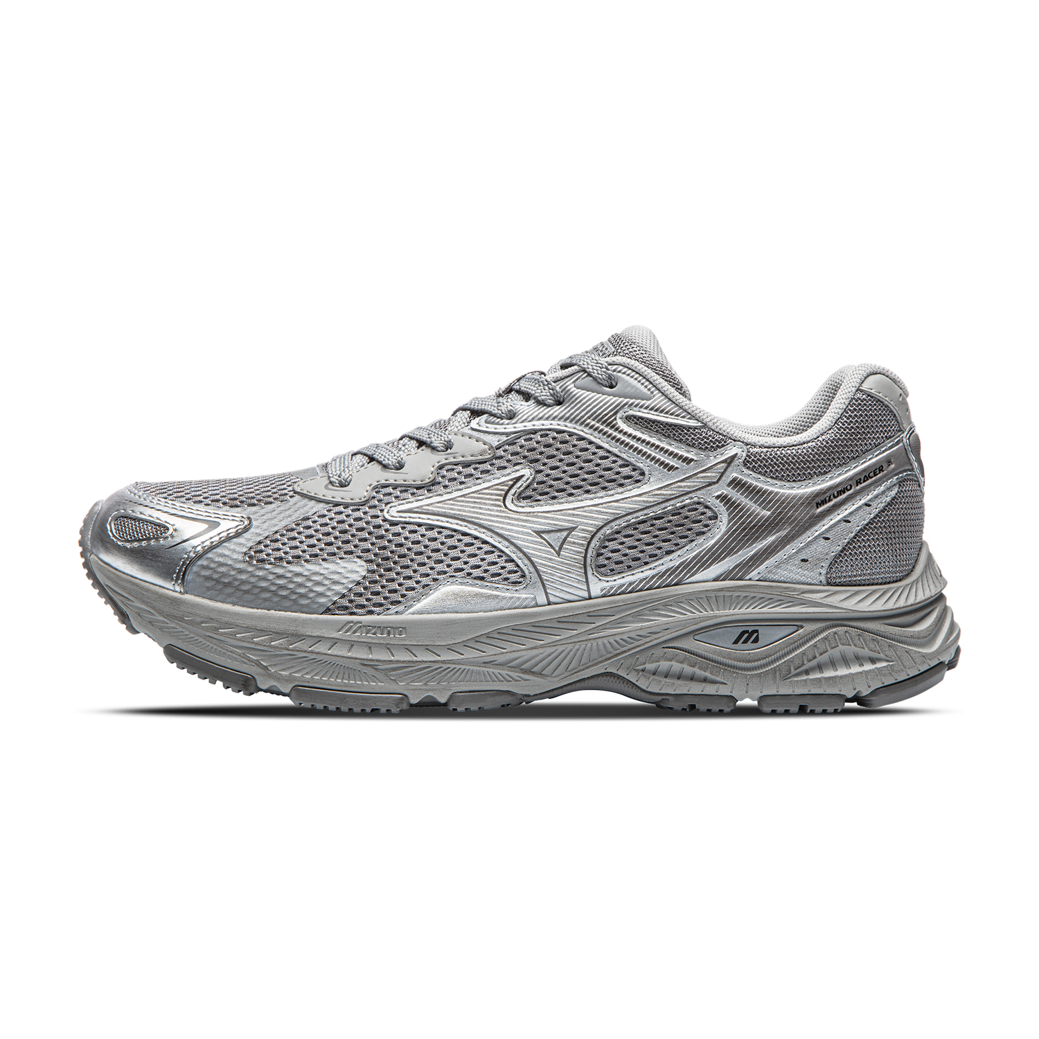 【代購】Mizuno Racer S Abrasion Resistant Breathable Low top Casual Running Shoes Unisex Mist Gray D1GH253516