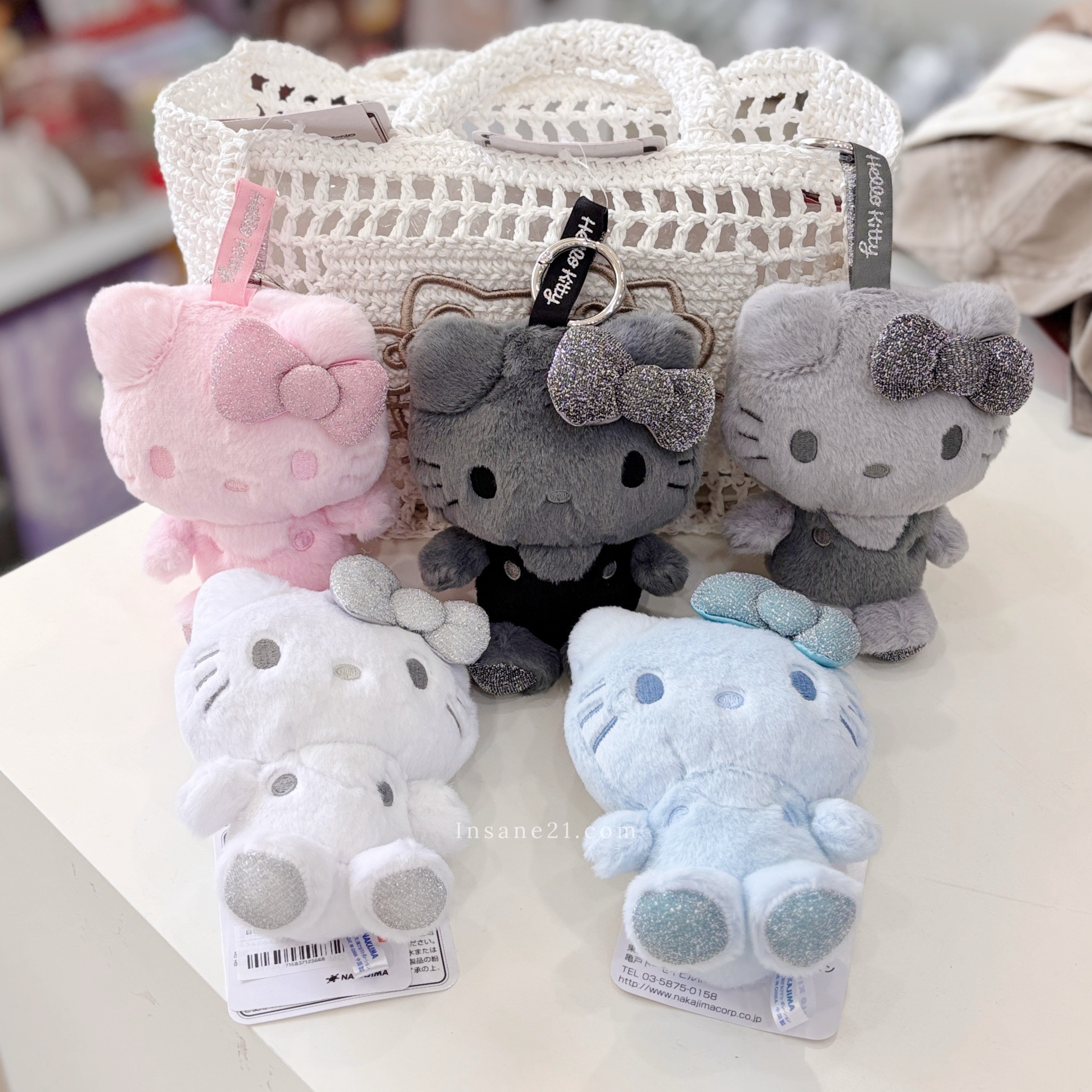 三麗鷗 SANRIO KITTY 亮片 蝴蝶結 絨毛吊飾 日本