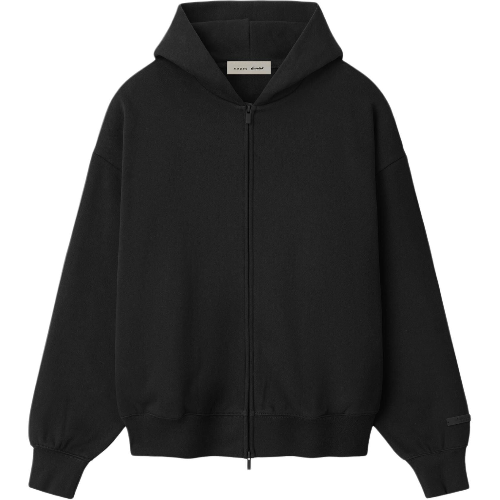 【代購】Fear Of God Essentials SS26 CLASSIC FIT FLEECE ZIPUP HOODIE VINTAGE BLACK/WHITE Sweatshirt Unisex 192AS262071F