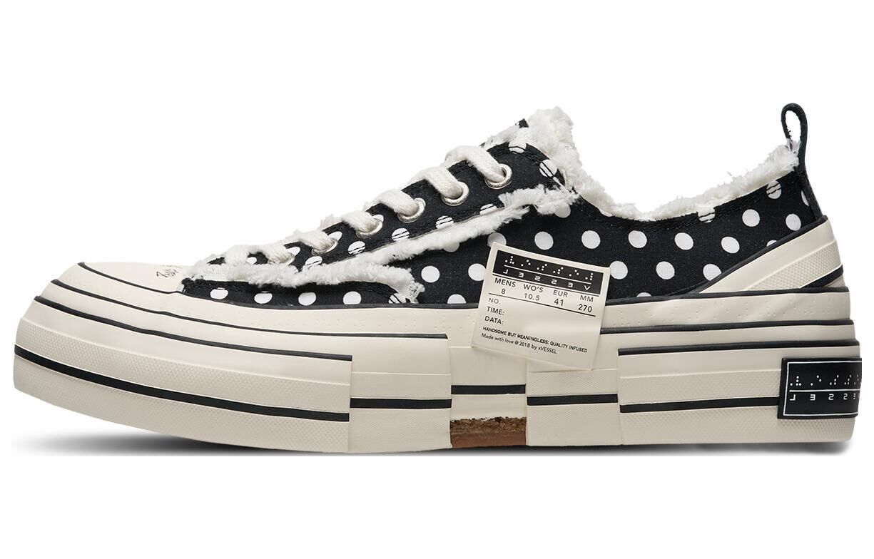 【代購】VESSEL G.O.P. LOWS POLKA DOTS Slip Resistant Abrasion Resistant Low top Canvas Shoes Unisex Black White S23X07B