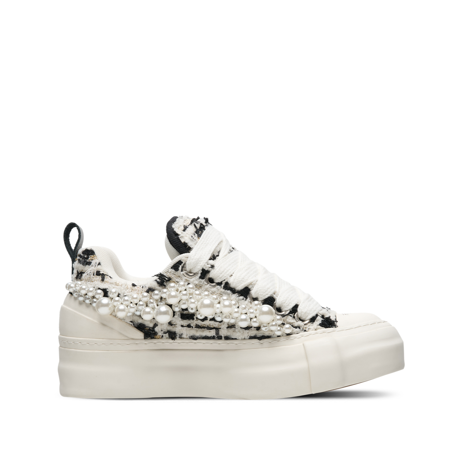 【代購】VESSEL Pearl Nougat, Tweed Low top Canvas Shoes Unisex Black White F23X29B