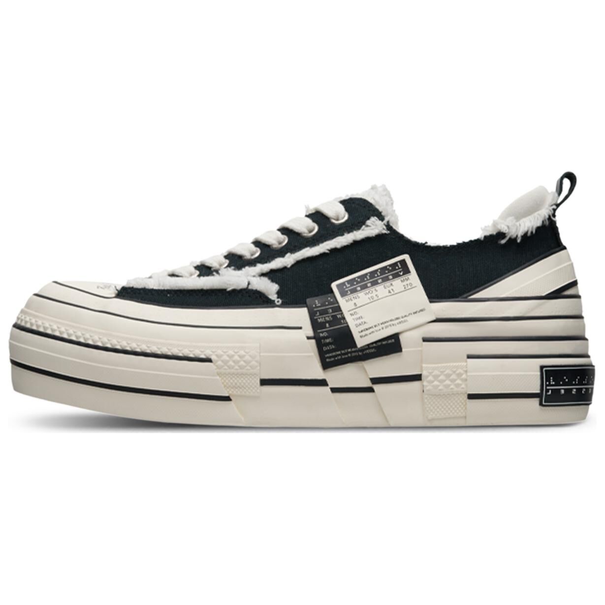 【代購】XVESSEL Double Side Label Platform Shoes Low top Canvas Shoes Unisex Black S23X26B