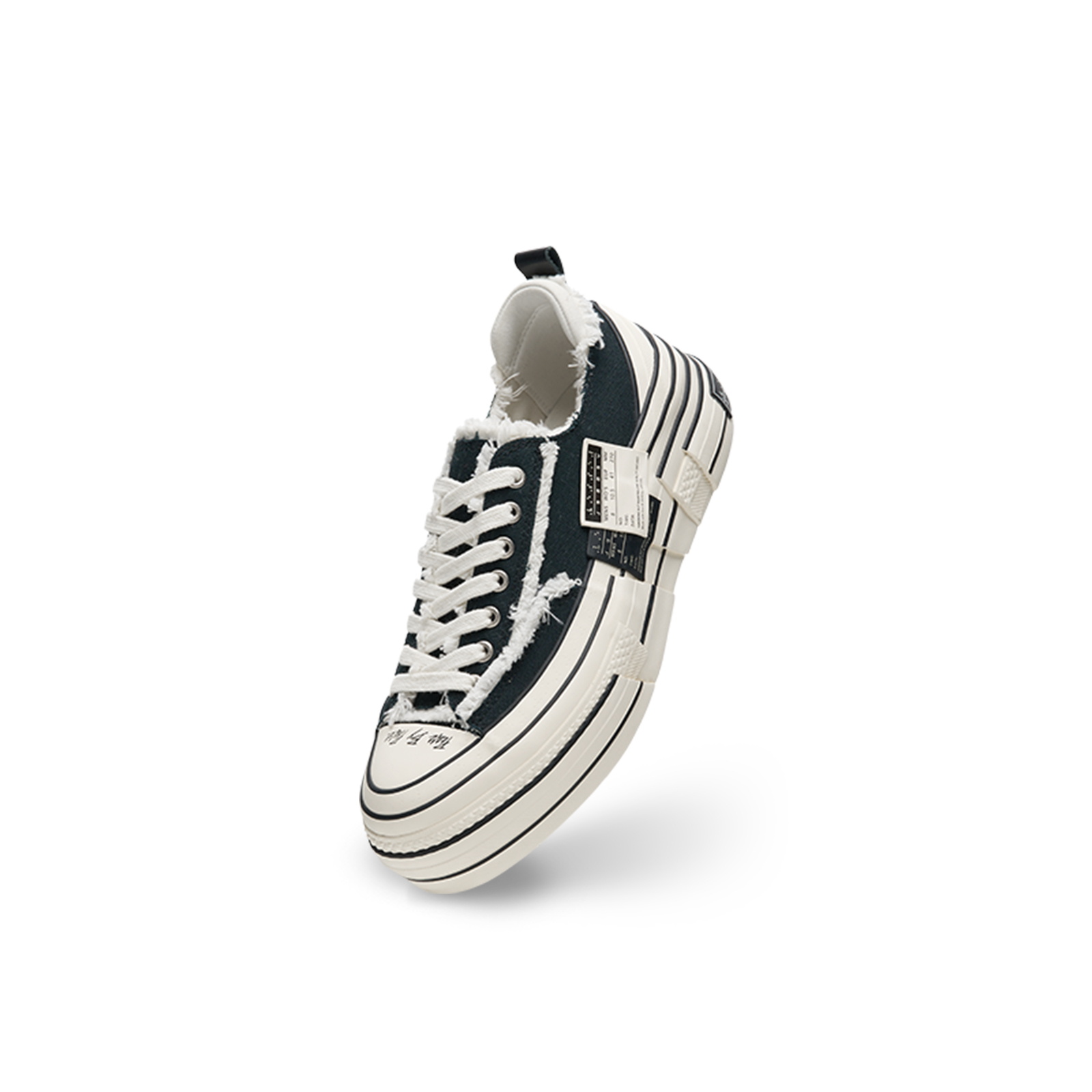 【代購】XVESSEL Double Side Label Platform Shoes Low top Canvas Shoes Unisex Black S23X26B