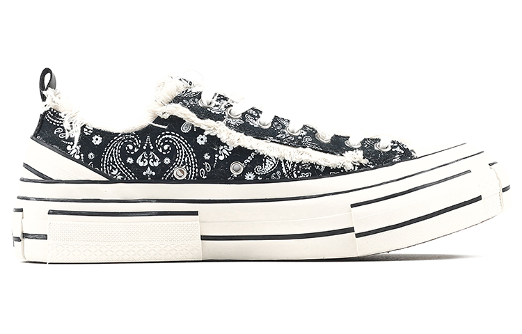 【代購】XVESSEL G.O.P. Lows Paisley Low top Canvas Shoes Unisex Black White F19X001YB