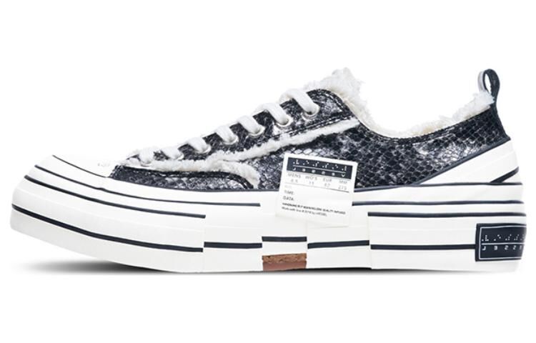 【代購】VESSEL Python Pattern Black Snakeskin Print Low top Canvas Shoes Unisex Black White F22X84B