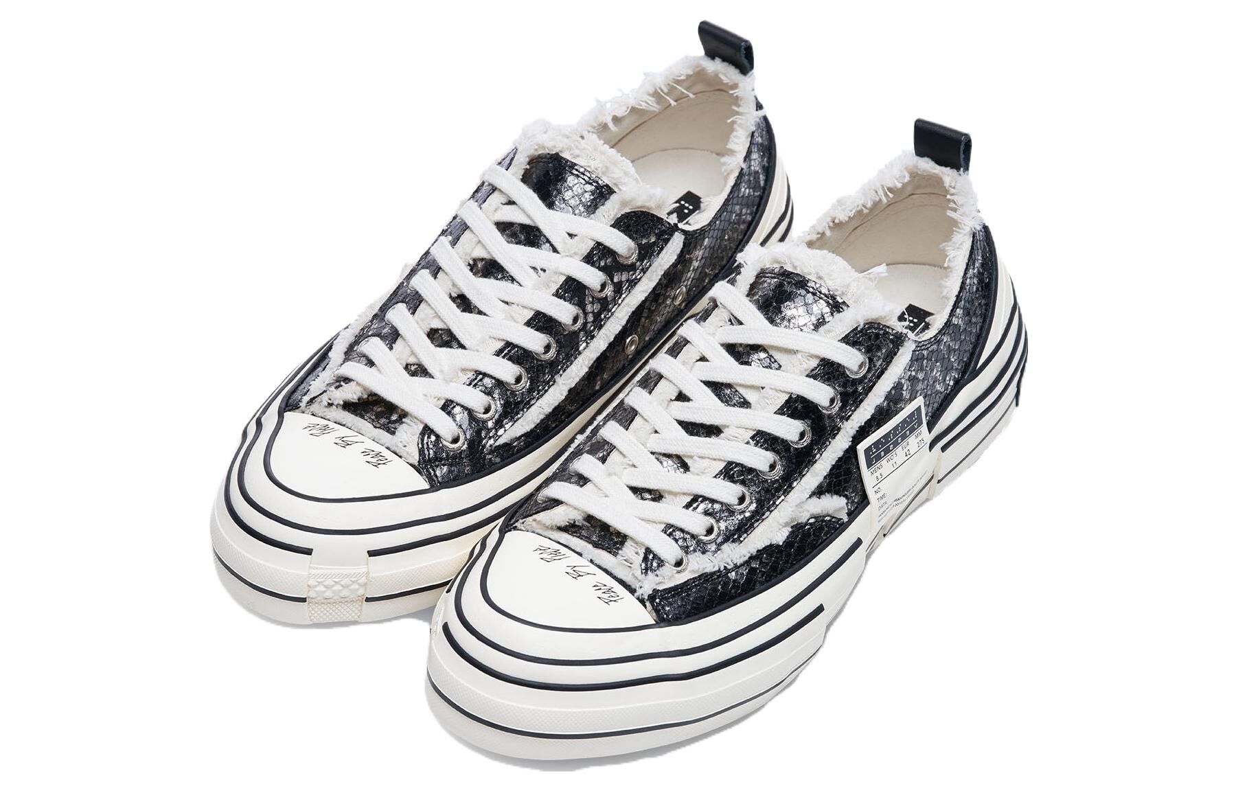 【代購】VESSEL Python Pattern Black Snakeskin Print Low top Canvas Shoes Unisex Black White F22X84B